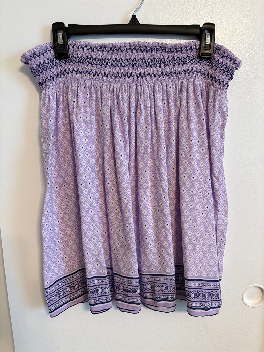 Old Navy Lavender & Navy Smocked Waist Skirt